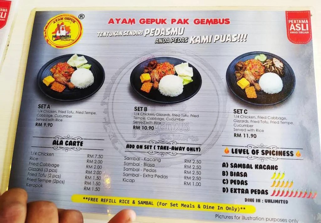 Senarai Harga Ayam Gepuk Pak Gembus 2